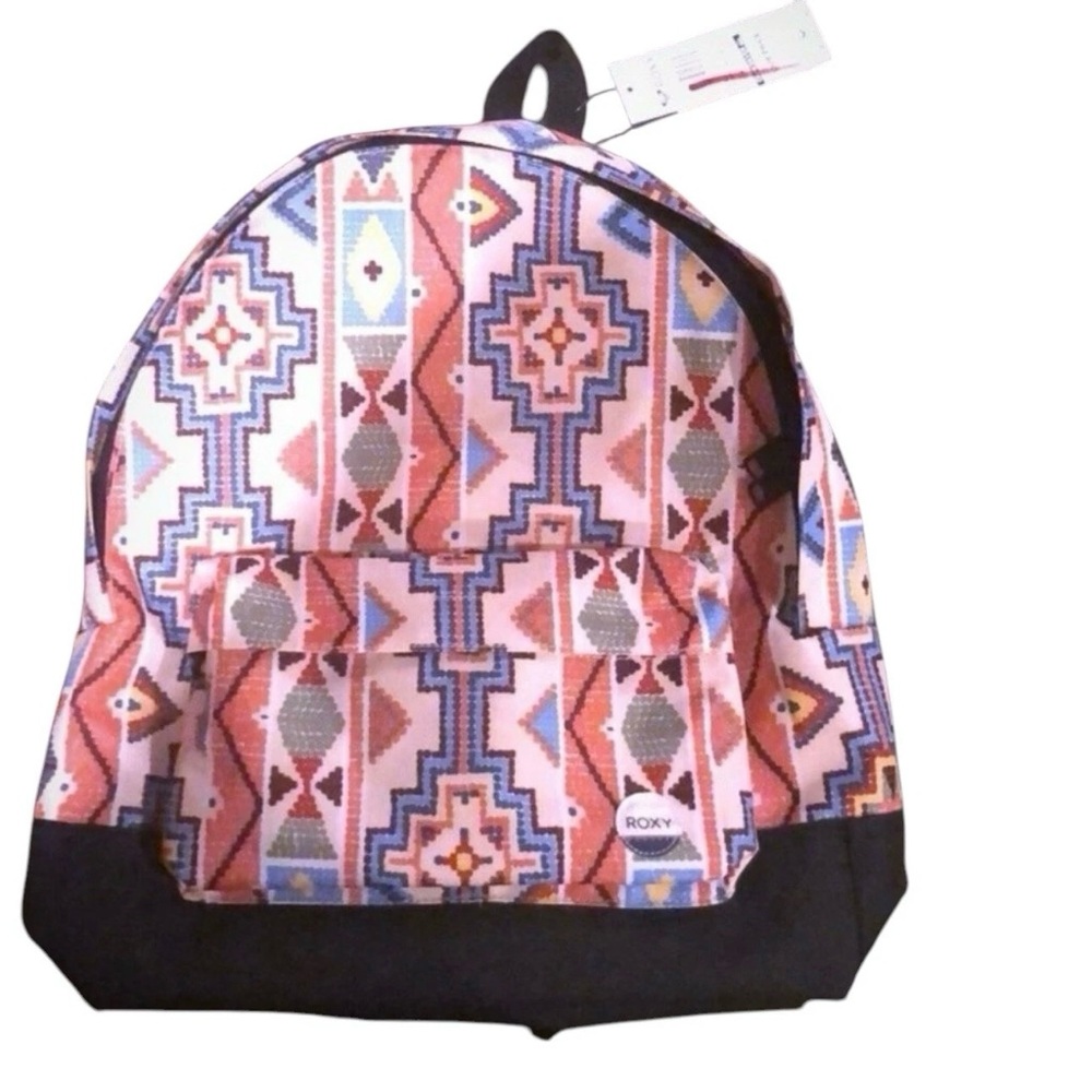 Roxy Multicolor Geometric Backpack Bookbag Girls Tan